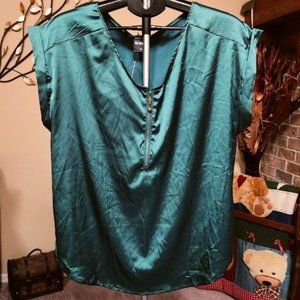 NWT Shana teal green sz 2X satiny blouse
